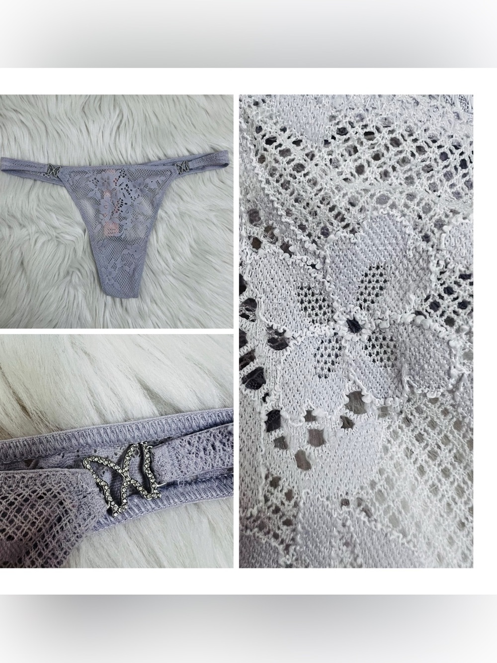 NWT! Twinkle Rhinestone Butterfly Embellishment Lilac Dream Angel Thong